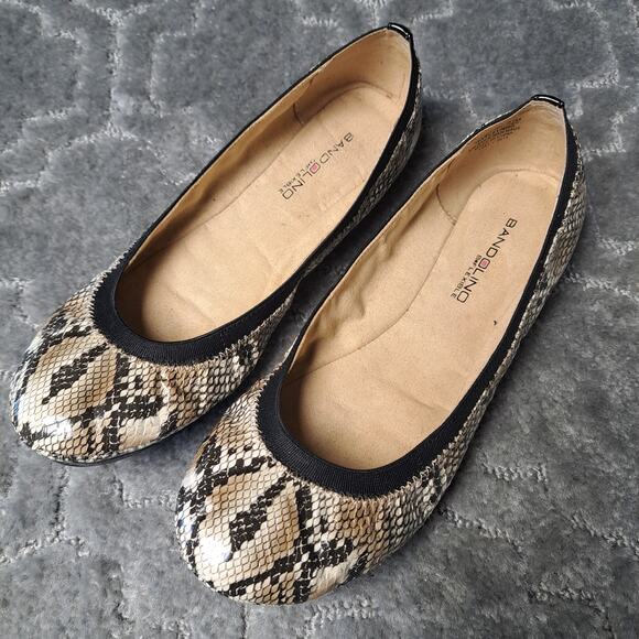 BANDOLINO B FLEXIBLE PYTHON SNAKE PRINT BALLET FLATS WOMENS SIZE 6.5M - Picture 1 of 8